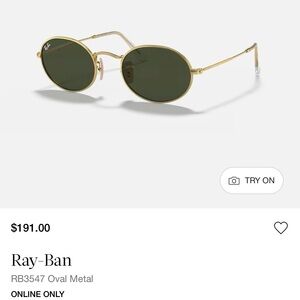 Ray-Ban Green Lens Gold Frame Sunglasses